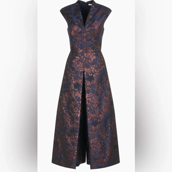 Kay Unger Navy/Bronze Wide-leg Faustine Jumpsuit - Picture 1 of 11